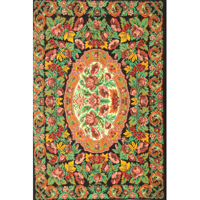 Tapis traditionnel orange / vert / rouge
