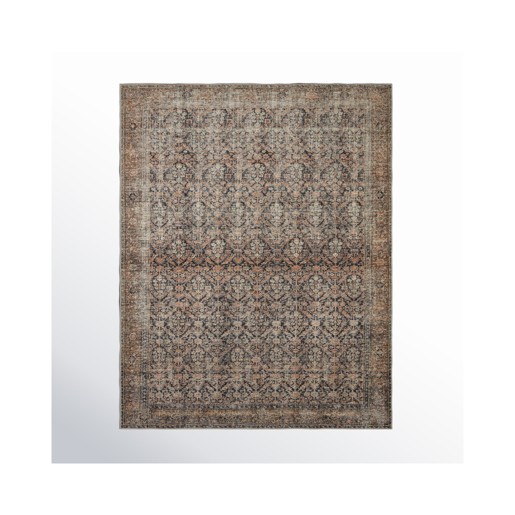 Billie Oriental Ink / Salmon Area Rug, Rectangle 7'6" x 9'6"
