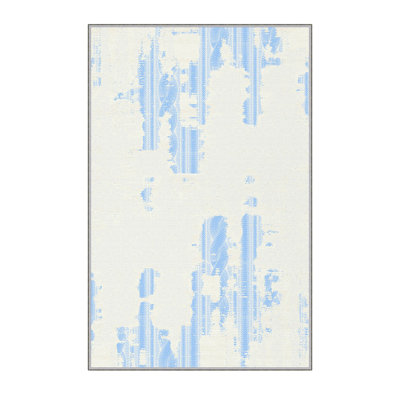 Tapis bleu / blanc en polyester tissé à la machine Cosmia
