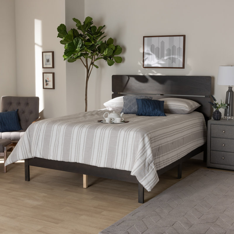 Lit standard en bois massif Hanzel Jensen, Double, Gris foncé