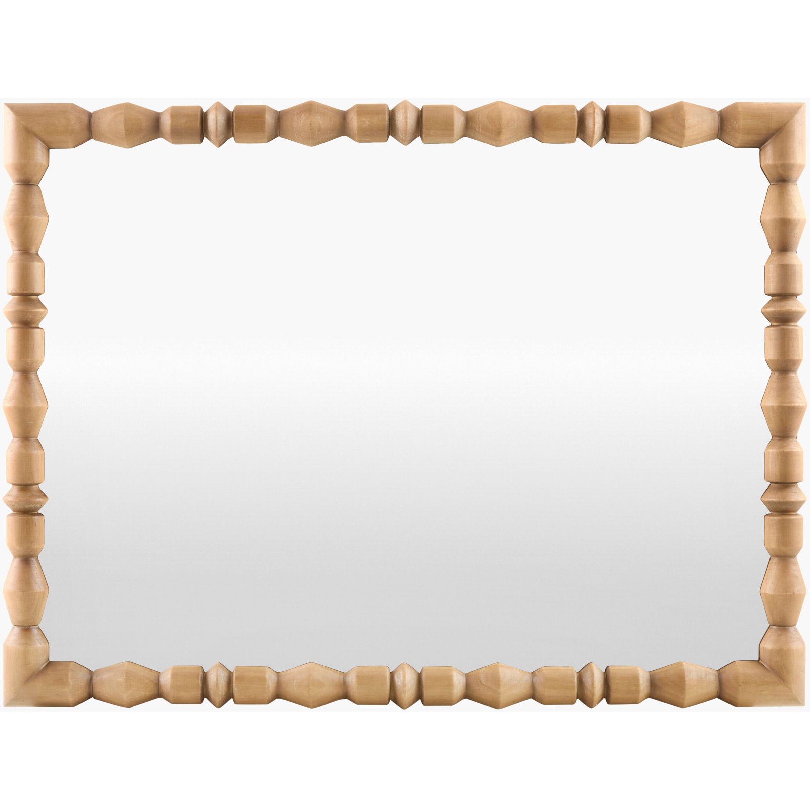 Aavo Beaded Wood Wall Mirror, Natural Wood, 40" x 30"