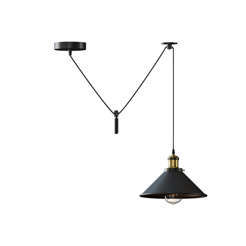 Anahla 1-Light Modern Industrial  Cone Pendant – Adjustable Ceiling Fixture for Contemporary Spaces, Black, No
