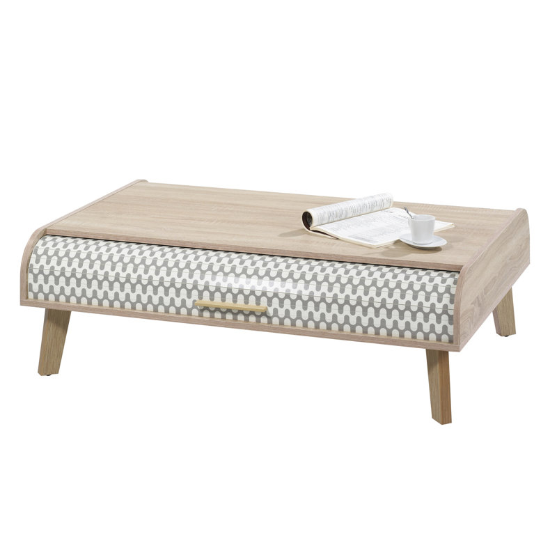Caruso Four Leg Coffee Table with Storage, Oak