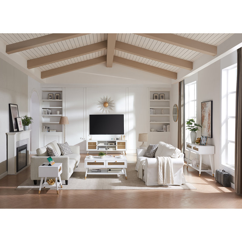 Rashia 5 - Piece Living Room Table Set, White