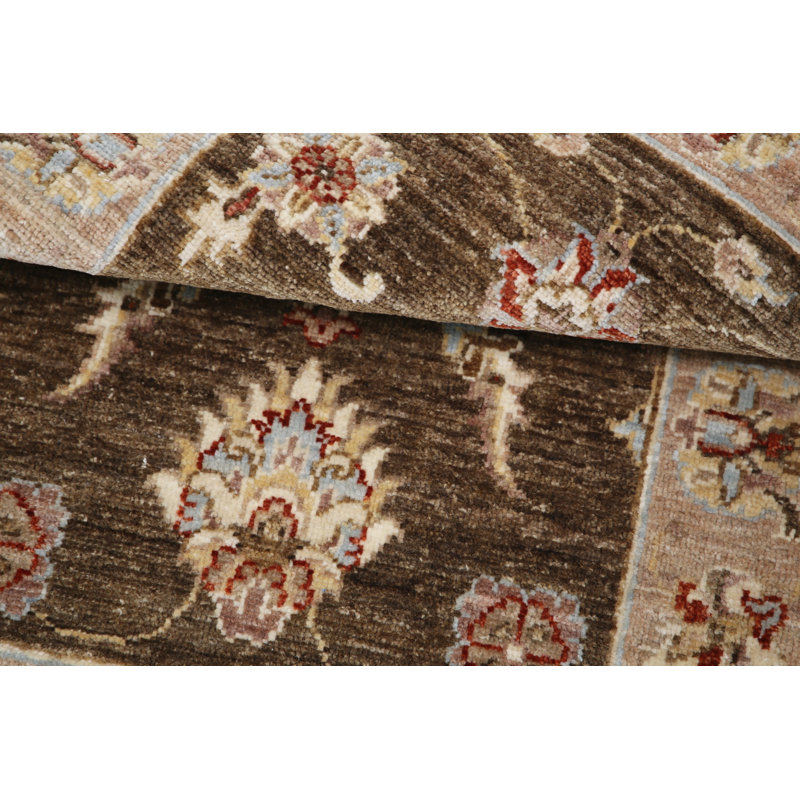 2x3 ft Brown Handknotted Accent Rug, Handmade Wool Rug for Bedroom and Entryway
