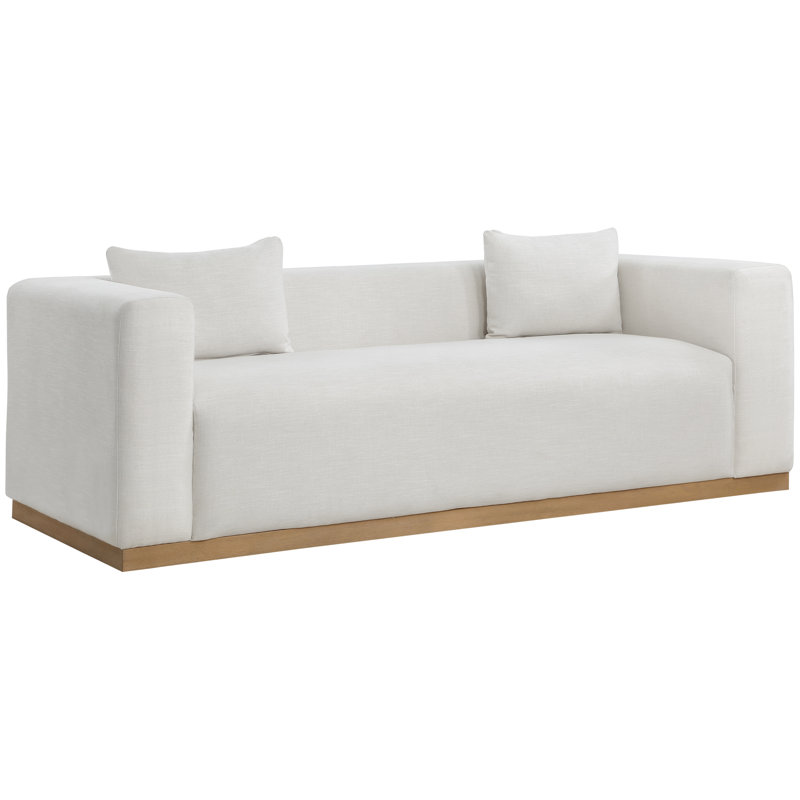 Ishaun 90.5'' Sofa, Cream Linen Textured Fabric