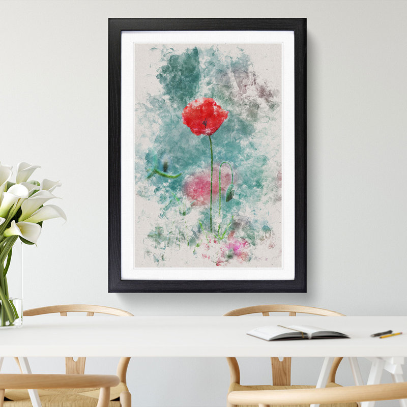 A Lone Poppy Flower - Picture Frame Graphic Art, 36cm H x 27cm W x 2cm D, Black