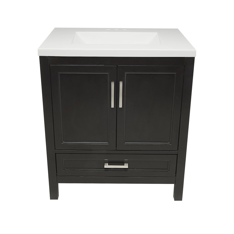 Ensemble de meuble-lavabo simple 37 po Aldino, Espresso, Blanc