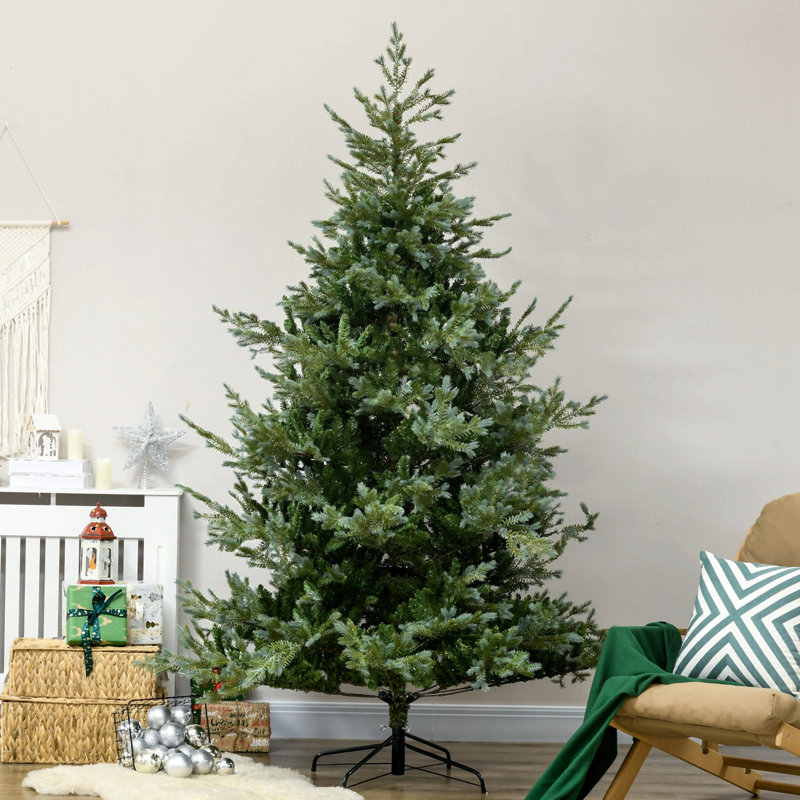 Arbre de Noël artificiel avec branches, ouverture automatique, base en acier, forme large, branches faciles à façonner, 7.5'