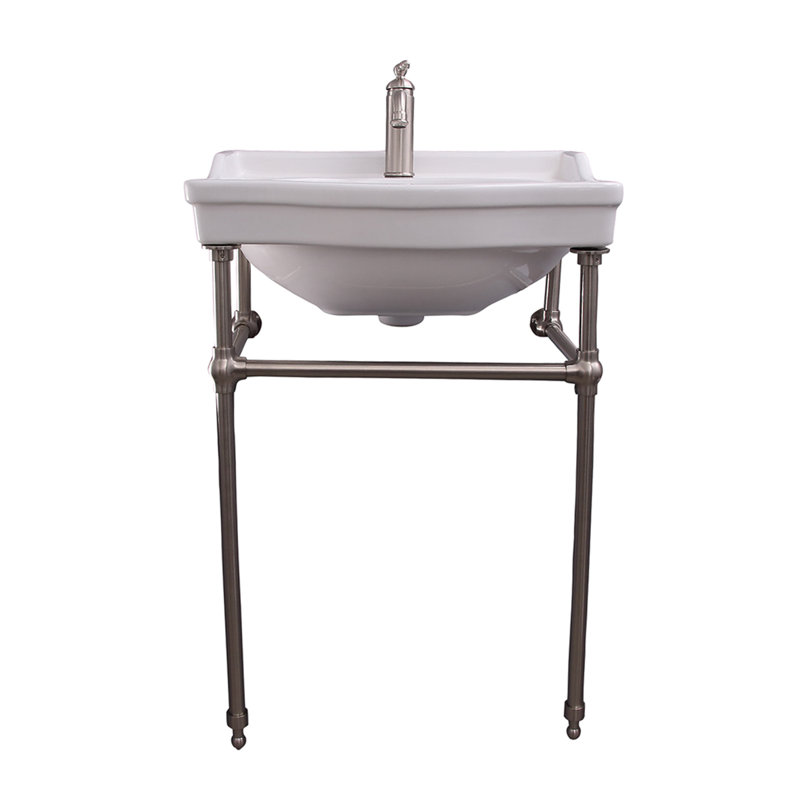Lavabo de salle de bain console avec trop-plein en porcelaine vitreuse 30 po ensal