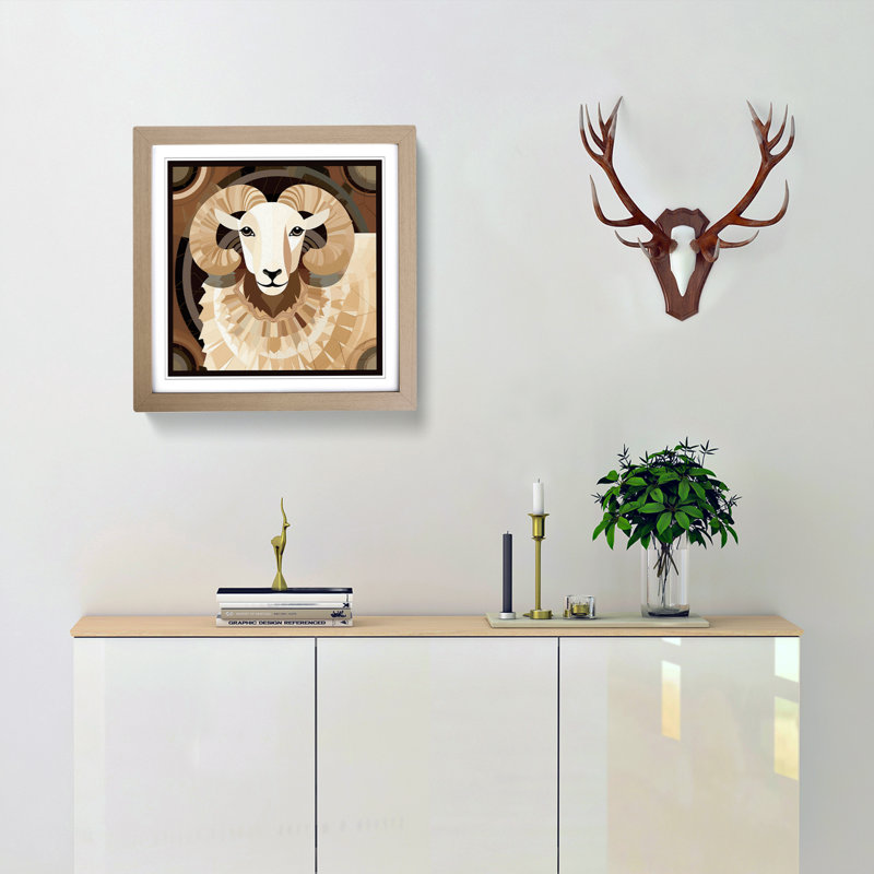 Sheep Deco - Framed Print, Oak