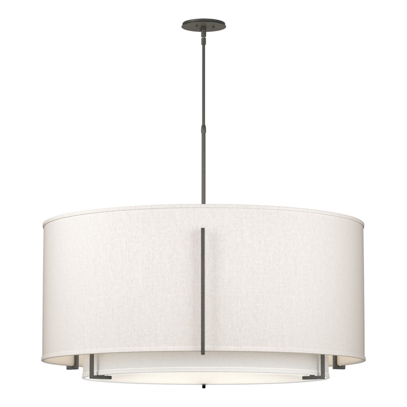 Exos Drum Chandelier, Flax, 54.9" H x 31.3" W x 31.3" D, Vintage Platinum