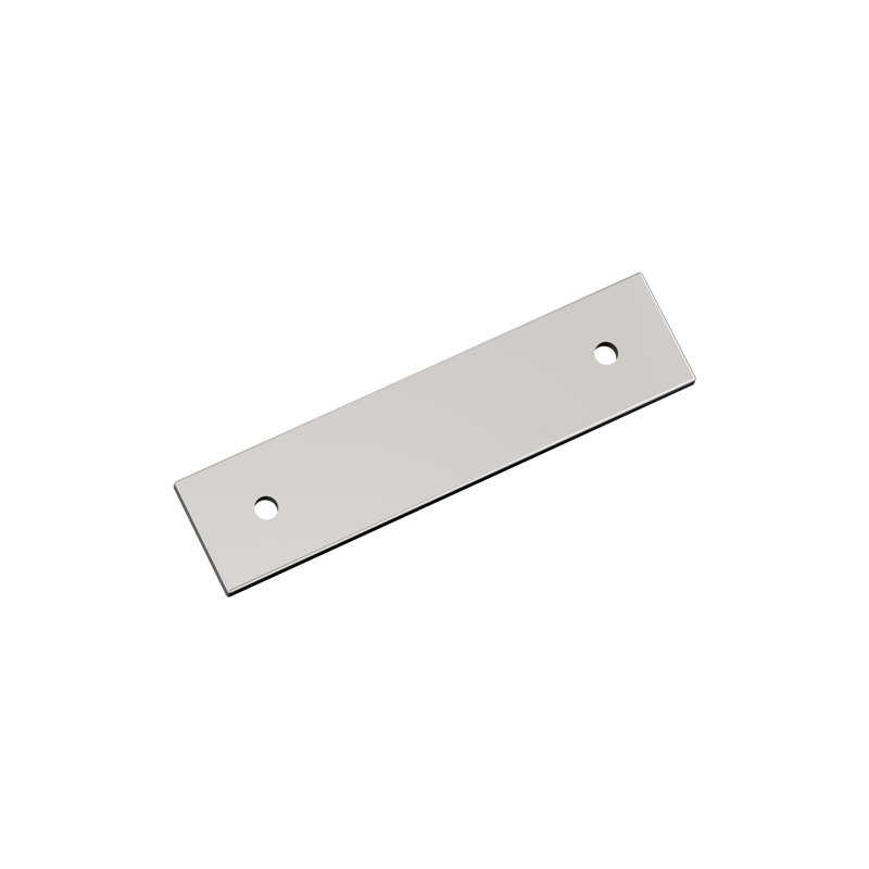 Plaque de porte rectangulaire en nickel poli Ladera de 3 po (76 mm), Nickel poli, H 1 po x l 4,125 po x P 0,125 po