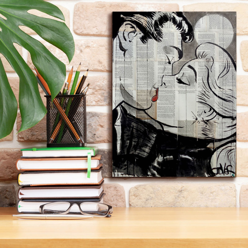 «Pop Kiss» par Loui Jover, art mural sur toile, H 16 po x l 12 po x P 0,75 po