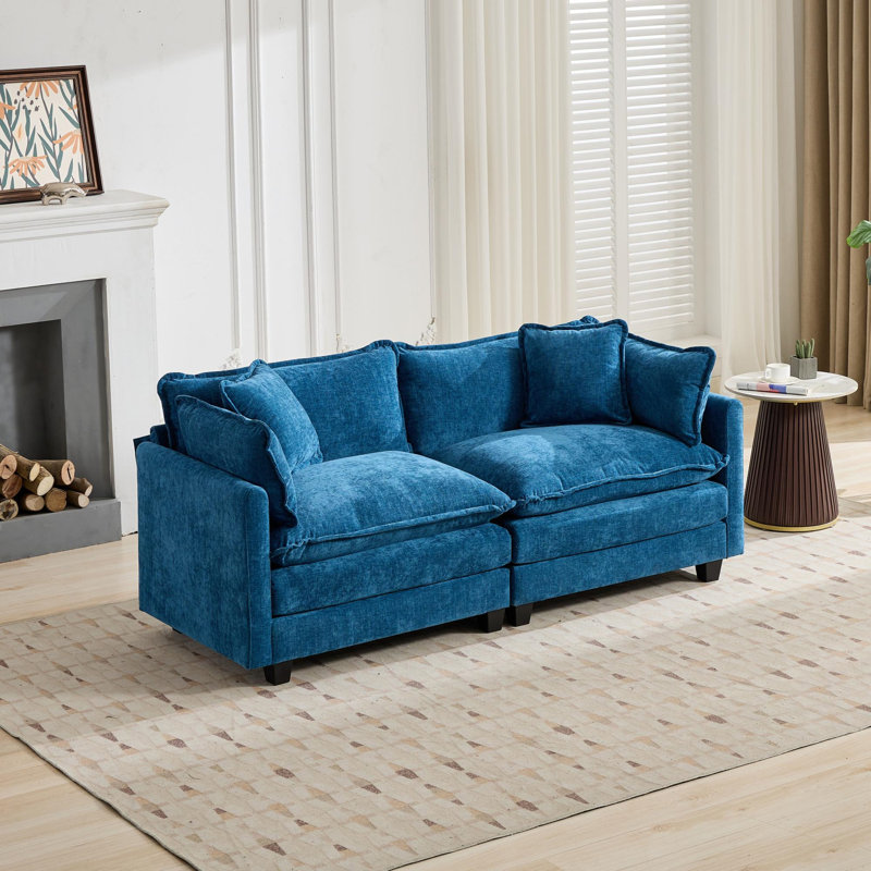 Cloud Sofa Loveseat (Ottoman Is Not Included), Blue