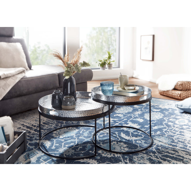 Gunalda Frame Coffee Table, Silver/Black