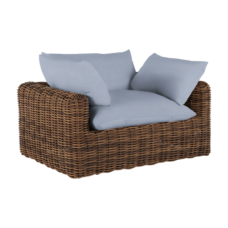 Fauteuil tissé Montecito - Raphia, Raphia, Pas de soudure, Chambray tonnelle
