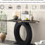 Console en forme d'œuf, style moderne. Noir + maison. 40,47 po Profondeur: 15,26 po de largeur, 33,37 po de hauteur. Stable et polyvalente pour la table de chambre à coucher. , D, W, H. Stabilité supérieure renforcée-125739784