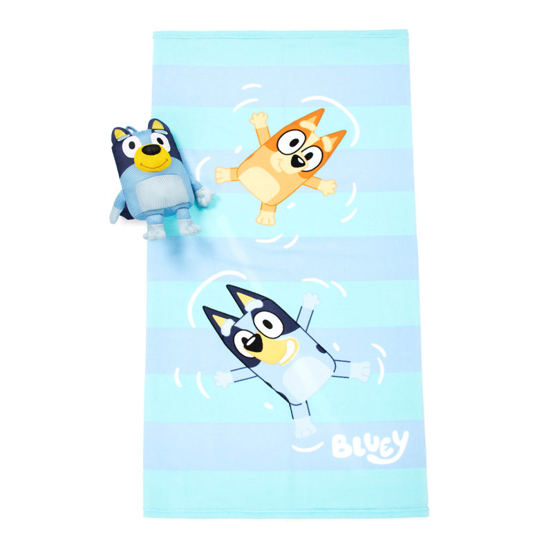 Bluey Kids' Cotton and Polyester Bath Buddy and Towel Set