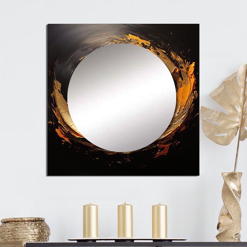 Rodarius - Miroir abstrait à spirales carrées pour salle de bain, 36 po x 36 po