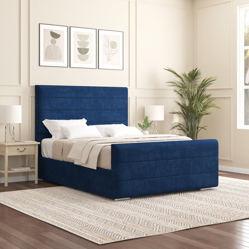 Boggs Upholstered Bed, Single (3'), Dark Parliament Blue