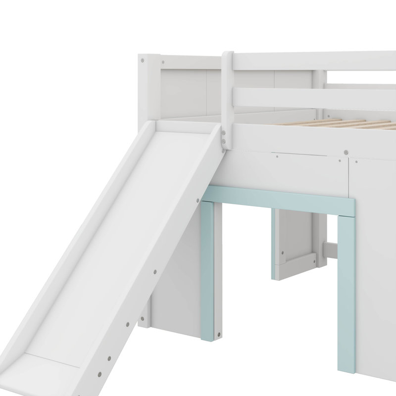 Lit mezzanine double avec rangement, Blanc