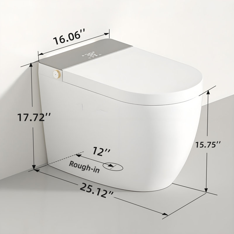 Integrated Smart Toilet With Auto Open/Close Lid, Heated Seat, Instant Warm Water Wash, And Automatic Flushing Options