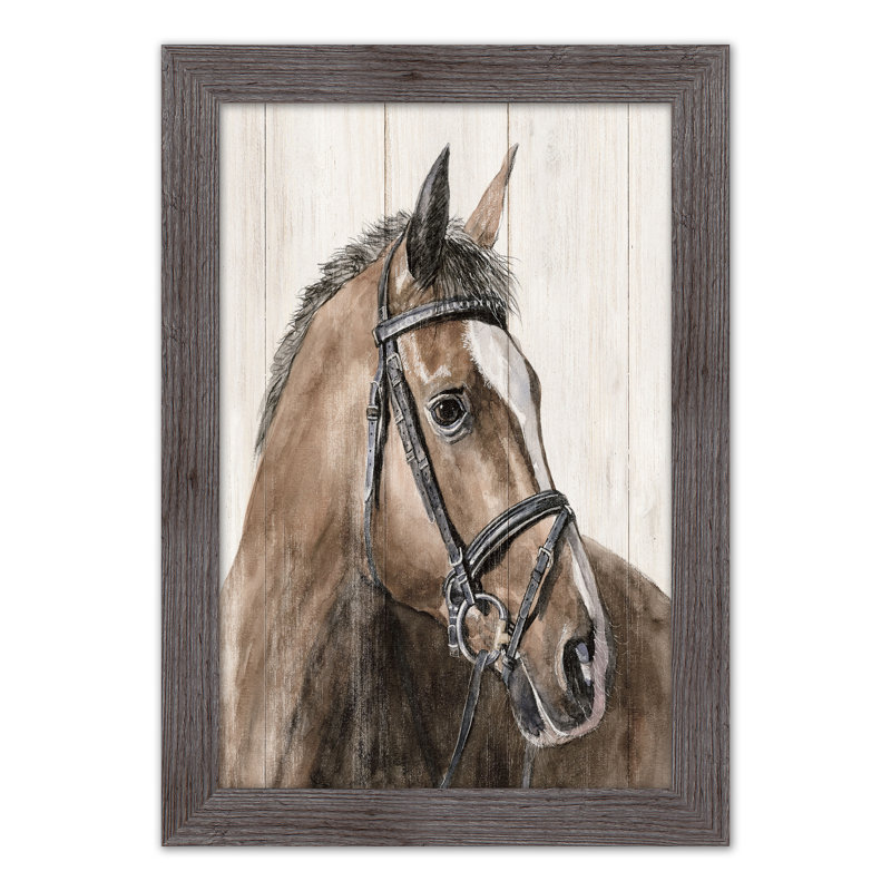 Cheval avec bride, reproduction encadrée, H 24 po x l 16 po x P 0,75 po