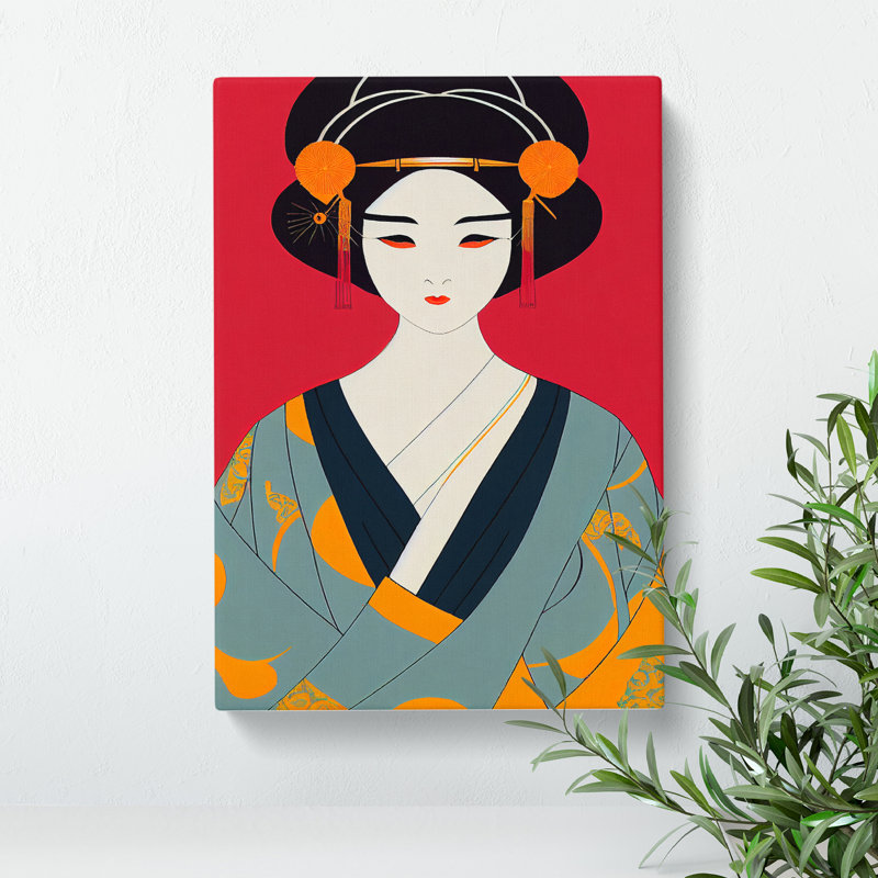 Symmetrical Geisha No.3 - Wrapped Canvas, 50cm H x 35cm W x 3cm D