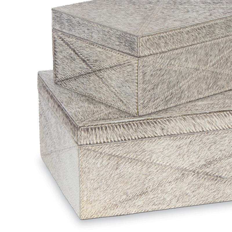 Andres Grey Hair on Hide Luxury Storage Box Set