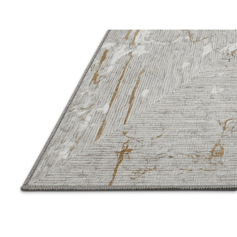 Machine Washable Gray Area Rug, Round 7'