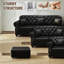 Canapé Chesterfield avec capitonnage à boutons Mid-Century 82,6 po avec garniture cloutée et 2 repose-pieds-1544026606