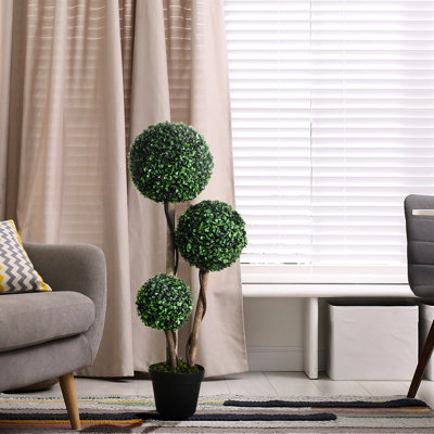 Plante artificielle pour la décoration d'intérieur et d'extérieur, plantes artificielles en pot, 3 boules, topiaire, bureau à domicile, décoration de salon