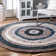 City Striped Shag Tufted Performance Brown/Teal/Blue Rug