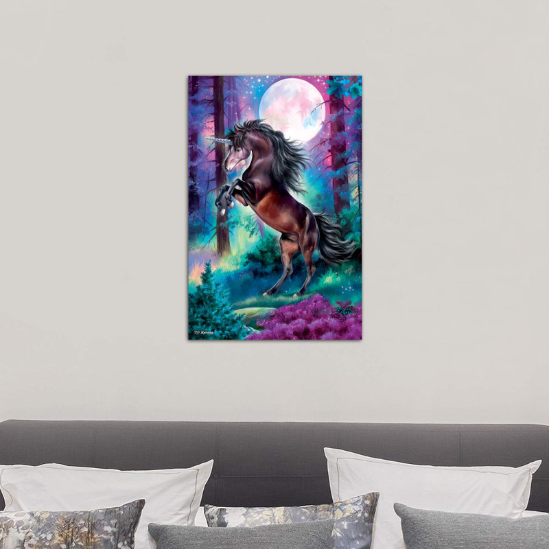 Black Unicorn by P.D. Moreno - Wrapped Canvas Print, 66.04 cm H x 45.72 cm W x 1.91 cm D