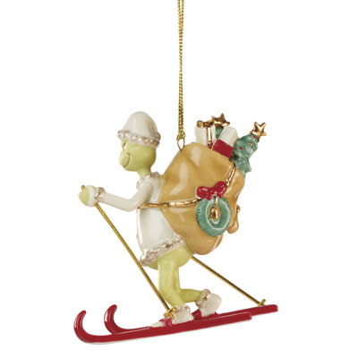 Lenox Grinch On Skis Ornament
