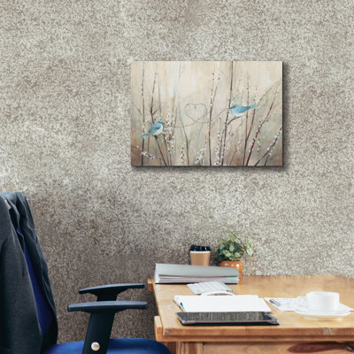 Art mural sur toile Winston Porter «Pretty Birds Neutral String» par Julia Purinton
