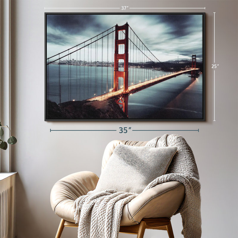 Impression sur toile Golden Gate Bridge Storm Clouds, H 25 po x l 37 po