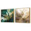 Encre sarcelle dorée sur pierre - ensemble de 2 collages carrés abstraits-101882387-101882388