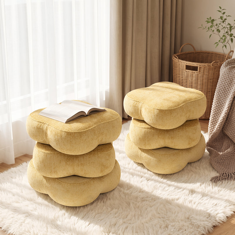 Repose-pieds rembourré moelleux en chenille Alex, Jaune