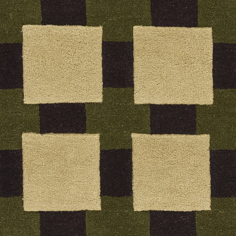 Bauhaus Hand Tufted Geometric Rug, Rectangle 5' x 8', Green
