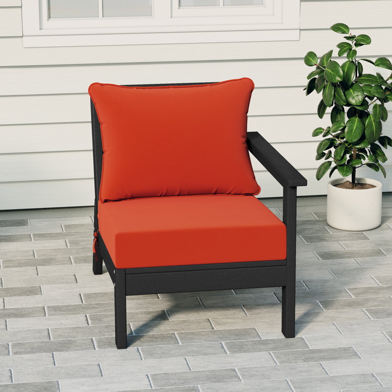 Deep Seating Right Arm Chair With Cushions, Orange, Black