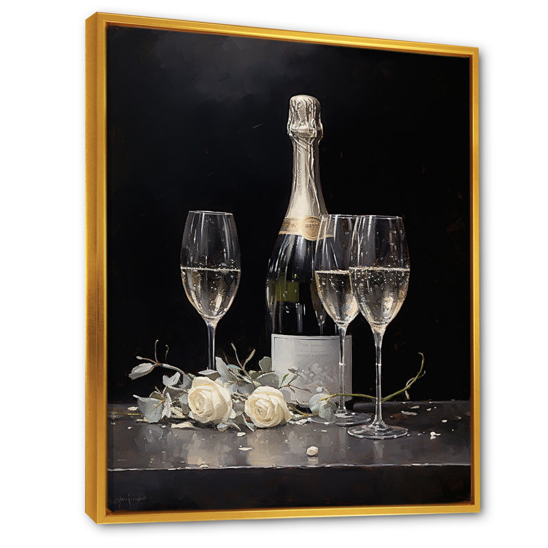 «Cuves Sparkling Champagne», reproduction sur toile, Cadre flottant doré, H 40 po x l 30 po x P 1,5 po