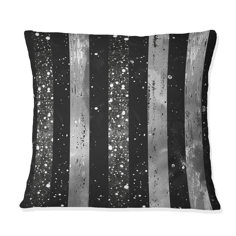 Sparkling Stripes - Glam Throw Pillow, 16"H x16"H, Gray/Silver