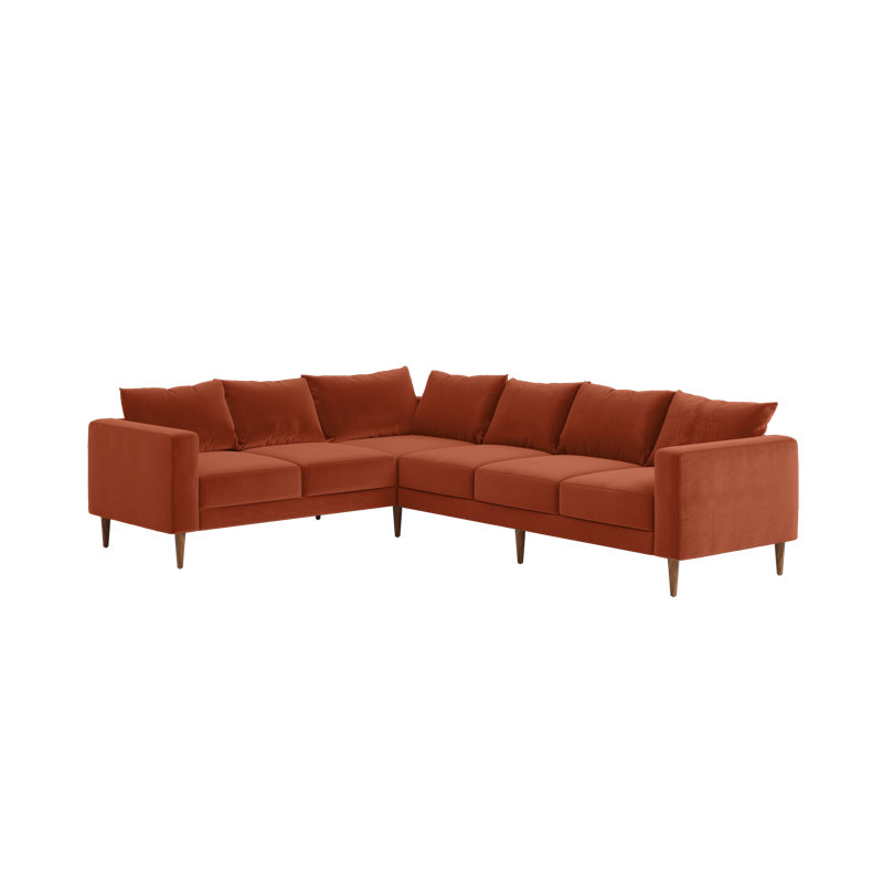 Essential 6-Seat Corner Sectional, Amber Recycled Velvet, Dark Brown