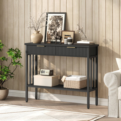 Olague 39.4" Console Table with 2 Drawers and Open Storage Shelf