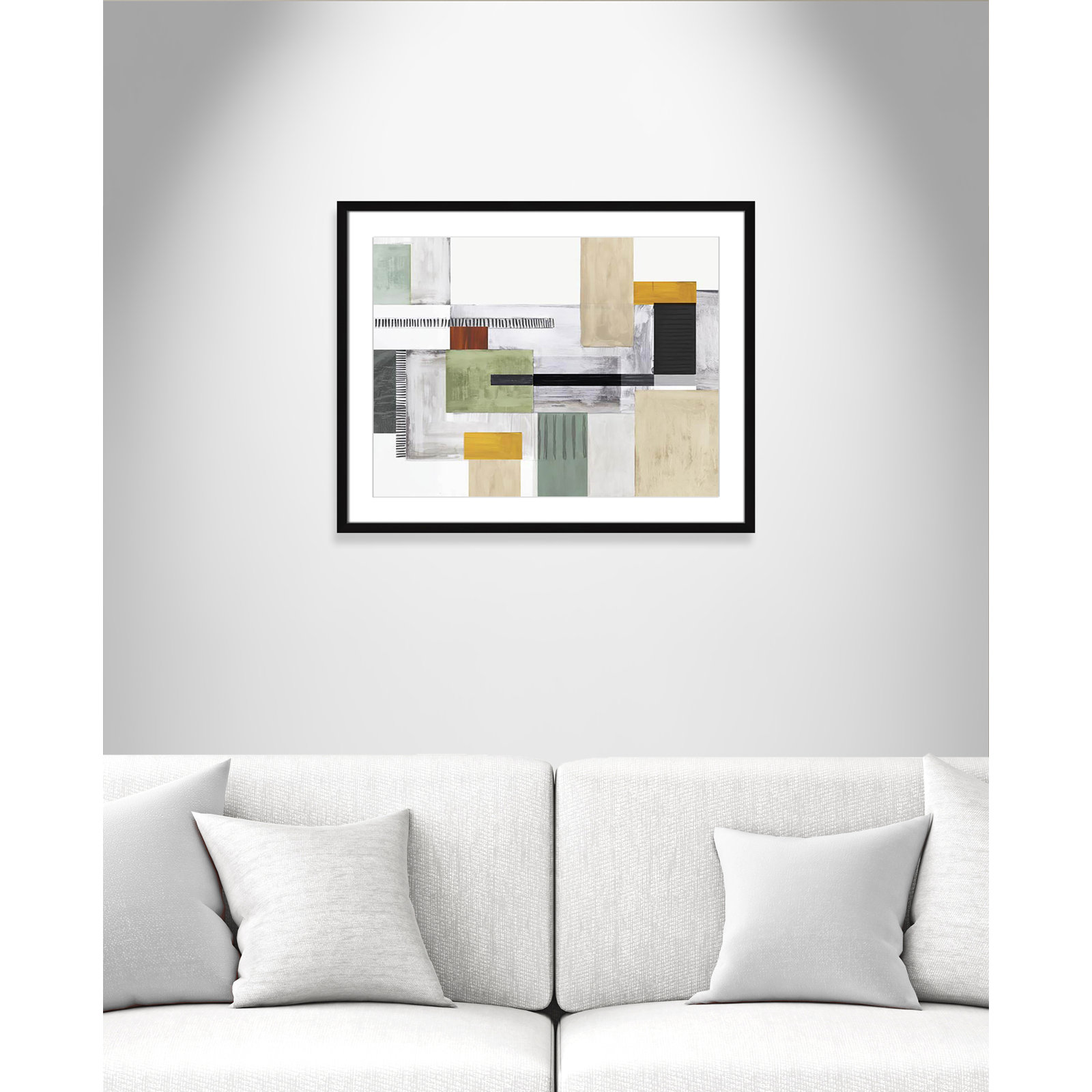 Playful Blocks by Tom Reeves, White, Black Box Picture Framed, 23.5" H x 29.5" W x 1.25" D