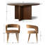 Ensemble de table de salle à manger ronde en placage de bois de 60 pouces avec 6 fauteuils à dossier arrondi en velours-470850352