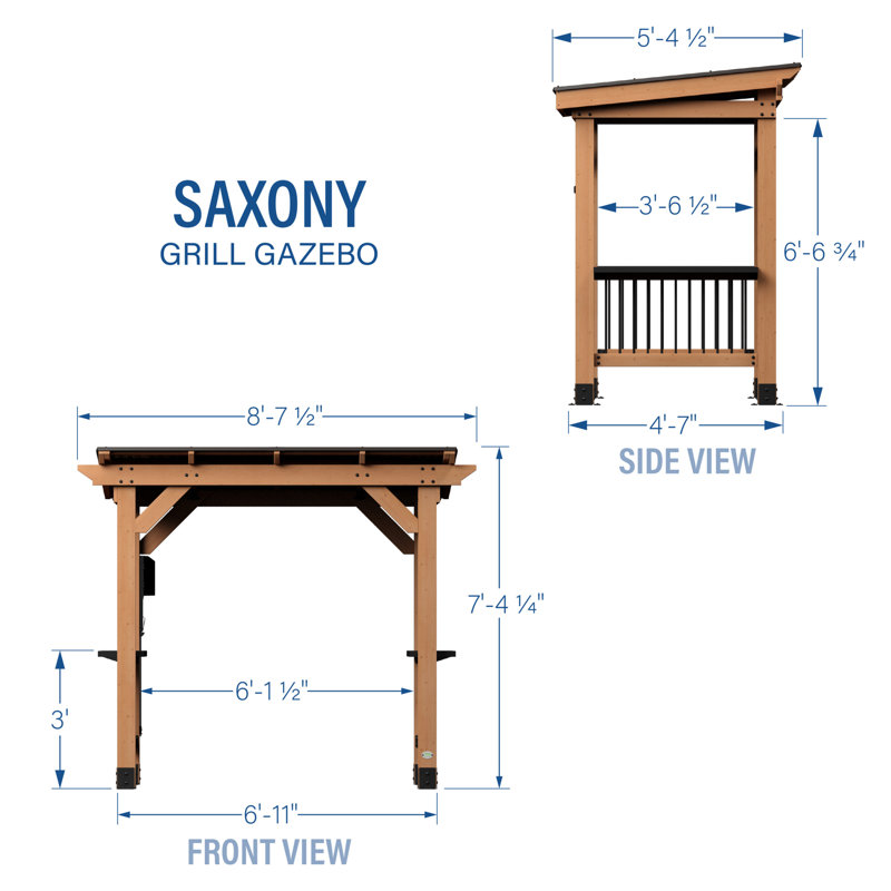 Walnut Cedar Grill Gazebo with Insulated Steel Roof