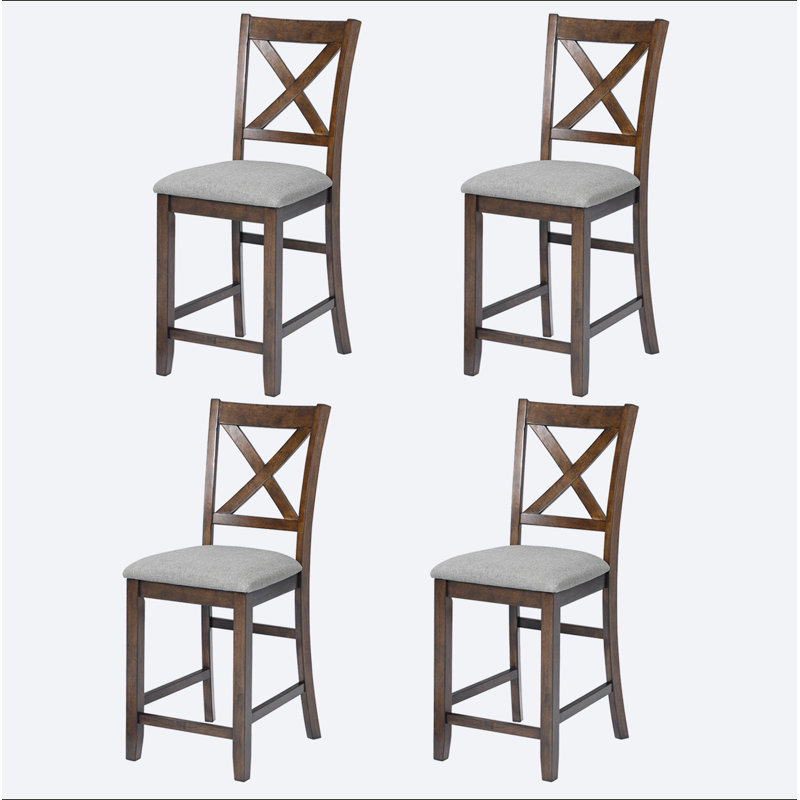 Ensemble de chaises à hauteur de comptoir pour 4 personnes, chaise de cuisine avec siège rembourré, tabouret de bar à hauteur de comptoir pour salle à manger